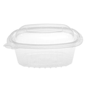 Rectangular transparent OPS plastic container with domed lid, 500 ml. - G 500 B - 140x115x48 mm (oblique view)