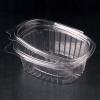 Oval transparent OPS plastic container with flat lid 500 ml. - G 500 - 140x115x48 mm (oblique view, black background)