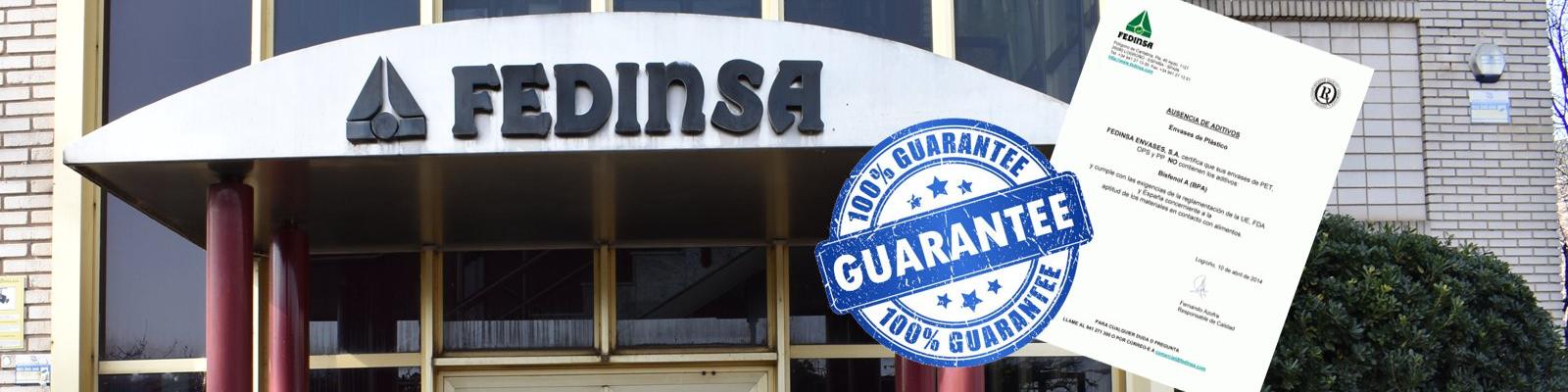 Garantía FEDINSA 100% libre de BPA (Bisfenol A)