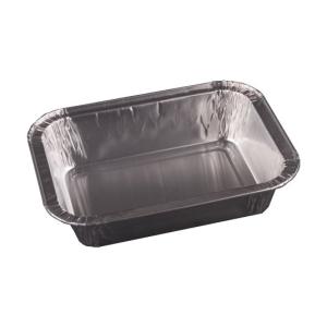 Envase de aluminio rectangular con borde rizado 159x119x35 mm - D 395 (vista oblicua)