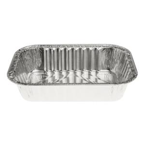 Aluminum foil rectangular container 152x107x32 mm - D 380 (oblique view)