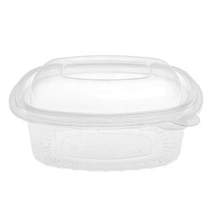Envase transparente rectangular con tapa 370 ml. - G 370 - 140x115mm (vista oblicua)