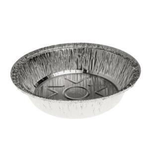 Envase de aluminio circular con borde rizado y canto alzado Ø186x40 - C 770 L  (vista oblicua)