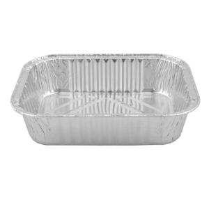 Aluminum foil rectangular container 148x118x35 mm- D 400 (oblique view)