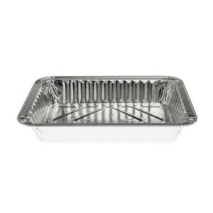 Aluminum foil rectangular container 187x137x30 mm - D 550 MM (oblique view)