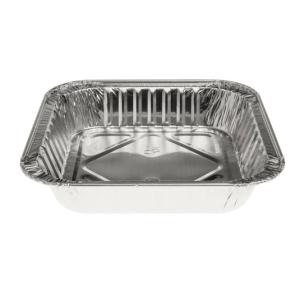 Aluminum foil square container 171x171x35 mm - D 645 (oblique view)