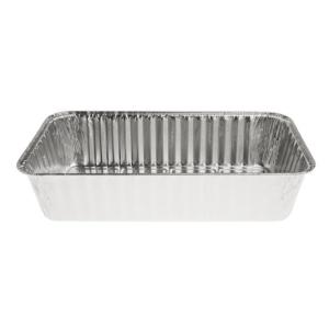 Aluminum foil rectangular container 207x117x45 mm - D 750 (oblique view)