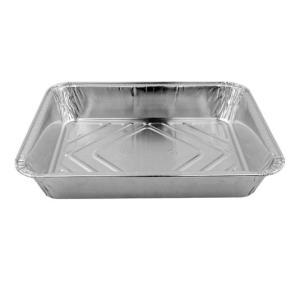 Embalagem de alumínio retangular com borda ondulada 227x177x38 mm. - D 1100 (vista oblíqua)