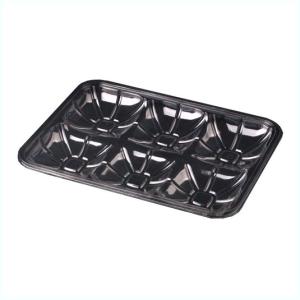 Rectangular transparent OPS plastic compartmentalized container 250x182x27 mm. - GO 700 A (oblique view)