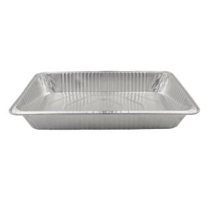 Envase de aluminio rectangular con borde rizado 526x326x80 mm. - D 11450 (vista oblicua)