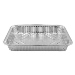 Envase de aluminio rectangular con borde rizado 227x177x30 mm. - D 800 (vista oblicua)