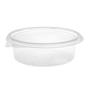 Barquette OPS transparent ovale de 500 ml avec couvercle 166x132x55 mm - G500 (vue oblique)