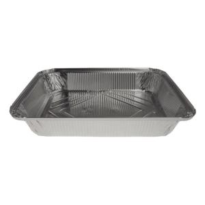 Envase de aluminio rectangular con borde rizado y canto alzado 318x258x50 mm - R 31–3240 L (vista oblicua)