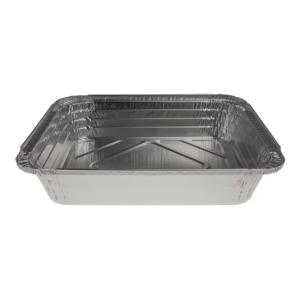 Rectangular aluminum foil container with rolled rim and raised edge 324x264x60 mm - E 3600 (oblique view)