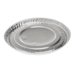 Round aluminum foil container with crimped edge Ø88x7 mm - C 27 (oblique view)
