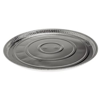 Envase circular de aluminio con borde rizado Ø330x14 mm - Ref: A 1055 (vista oblicua) Envase circular de aluminio con borde rizado Ø330x14 mm - A 1055 (vista oblicua)