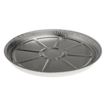 Envase circular de aluminio con borde rizado Ø220x13 mm - Ref: A 500 (vista oblicua) Envase circular de aluminio con borde rizado Ø220x13 mm - A 500 (vista oblicua)