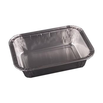 Envase de aluminio rectangular con borde rizado 159x119x35 mm - D 395 (vista oblicua)