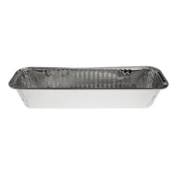 Envase de aluminio rectangular con borde rizado 310x102x55 mm - ref.: D 1085 (vista oblicua) Envase de aluminio rectangular con borde rizado 310x102x55 mm - D 1085 (vista oblicua)