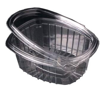 Envase OPS transparente rectangular con tapa plana y capacidad 750 ml. 170x140x58 mm - G 750 (vista oblicua)