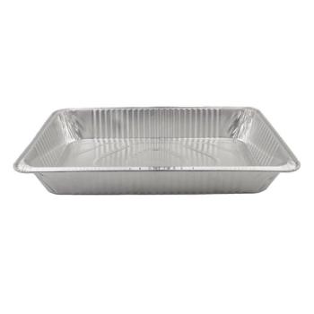 Envase de aluminio rectangular con borde rizado 227x177x38 mm. - D 11450 (vista oblicua)