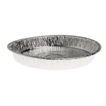 Round aluminum foil container with crimped edge Ø135x17 mm - A 203 (oblique view)