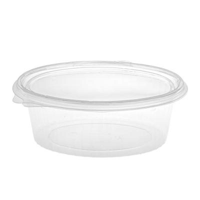 Barquette OPS transparent ovale de 750 ml avec couvercle 188x153x65 mm. - G 750 (vue oblique)