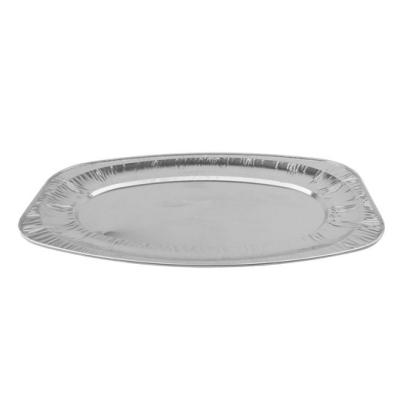 Bandeja de aluminio ovalada con borde rizado 550x360x23 mm - D 55X36 (vista oblicua)