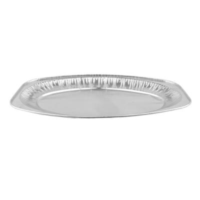 Plateau ovale en aluminium avec bord recourbé 425x288x25 mm - D 43X28 (vue oblique)