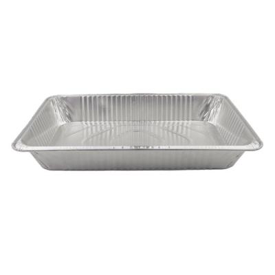 Envase de aluminio rectangular con borde rizado 227x177x38 mm. - D 11450 (vista oblicua)
