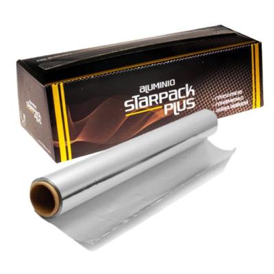 Rolo de papel alumínio alimentar STARPACK PLUS 29cmx300 m. - E.29X300PLUS2 (vista da embalagem + rolo)