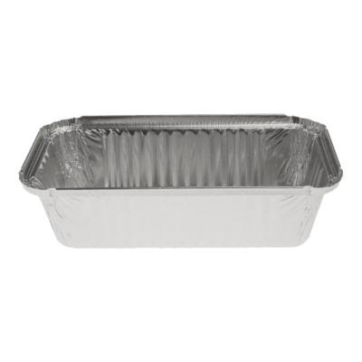 Envase de aluminio rectangular con borde rizado y canto alzado 222x118x54 mm - R 14–901 LM (vista oblicua)