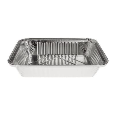 Rechteckige Aluminiumschale mit Bördelrand und erhöhtem Rand 220x158x38 mm - E 980 (Schrägansicht)