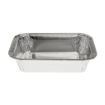 Rectangular aluminum foil tray with crimped edge 159x119x35 mm - D 395 (oblique view)