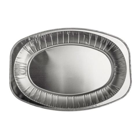 Bandeja de aluminio oval com borda ondulada 351x243x21 mm - D 35X24 (vista da planta)