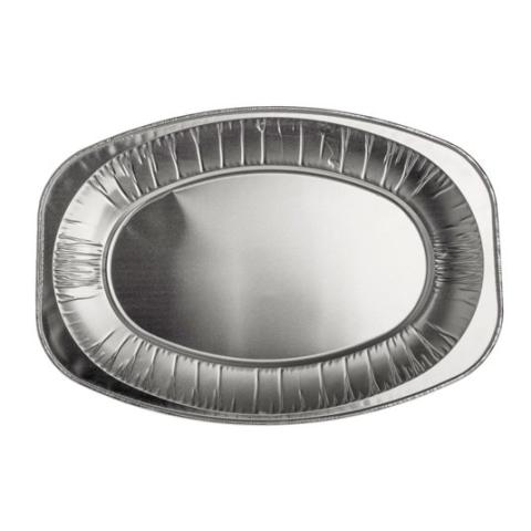 Bandeja de aluminio ovalada con borde rizado 351x243x21 mm - D 35X24 (vista planta)