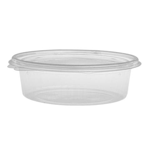 Envase transparente ovalado con tapa 250 ml. - G 250 - 143x110x 46 mm (vista lateral)