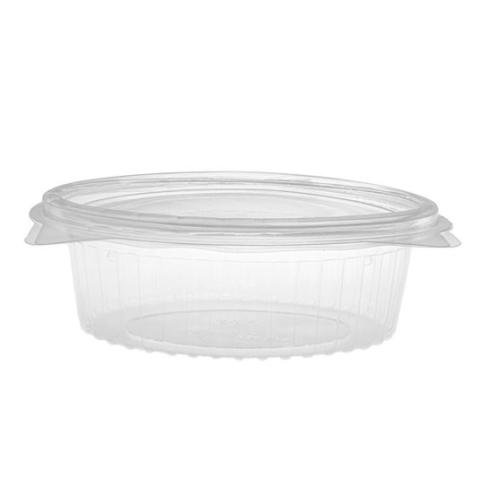 Envase OPS transparente ovalado con tapa 375 ml. - G375 -  160x128x46 mm (vista lateral)