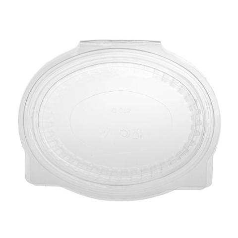 Embalagem de plástico OPS transparente oval com tampa 375 ml. - G375 -  160x128x46 mm (vista da planta)