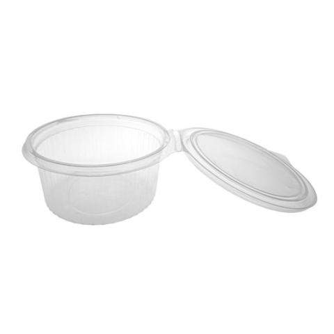 Embalagem de plástico OPS transparente oval com tampa 750 ml 188x153x65 mm. - G 750 (vista superior aberta)