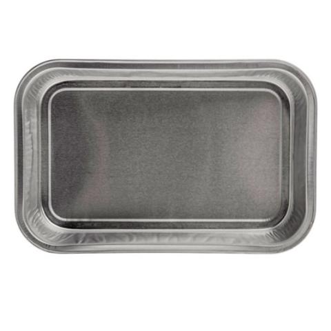 Embalagem de alumínio retangular com borda ondulada 158x102x30 mm - D 370 (vista da planta)