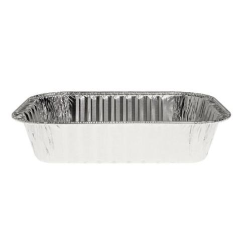 Embalagem de alumínio retangular com borda ondulada 152x107x32 mm - D 380 (vista elevada)