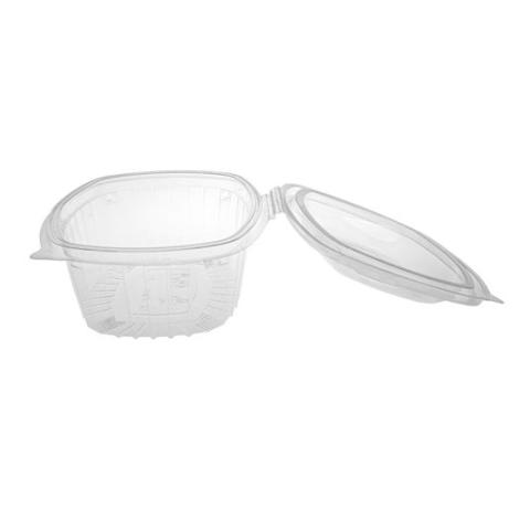 Embalagem de plástico OPS transparente retangular com tampa 750 ml. - G 750 B - 170x140x58 mm (vista superior aberta)