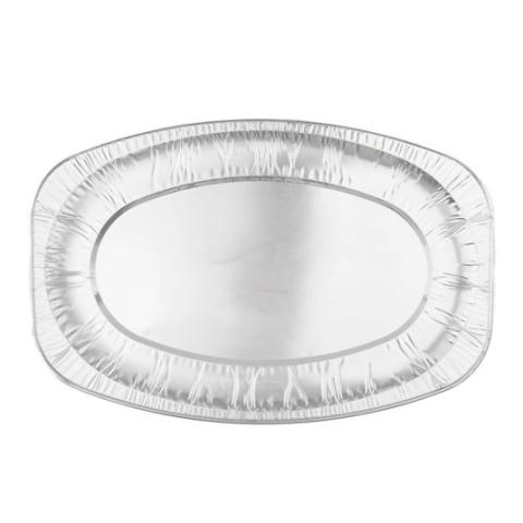 Bandeja de aluminio ovalada con borde rizado 550x360x23 mm - D 55X36 (vista planta)