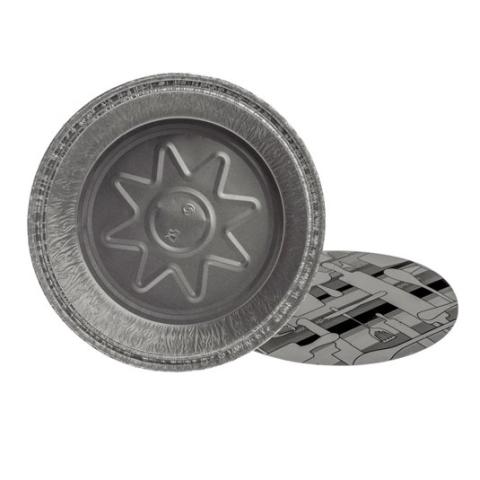 Embalagem circular de alumínio com borda ondulada e tampa Ø205x57 mm - B 1420+TI UÑA (vista da planta)