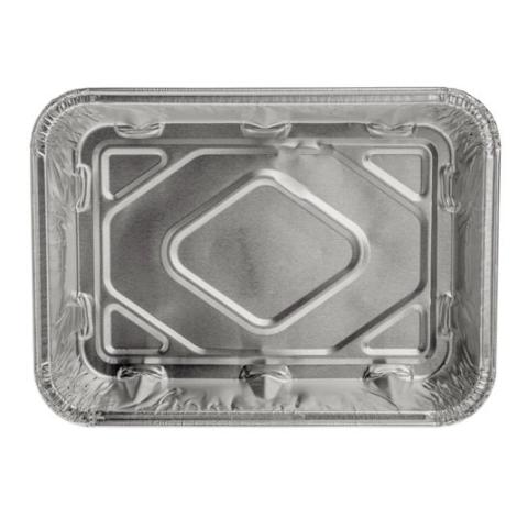 Embalagem de alumínio retangular com borda ondulada 187x137x33 mm - D 650 MM (vista da planta)