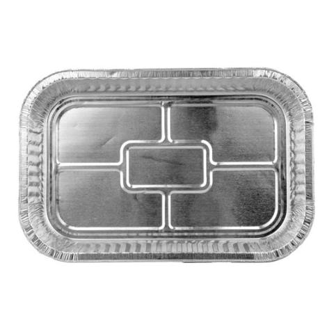 Envase de aluminio rectangular con borde rizado 282x185x37 mm - D 1500 (vista planta)