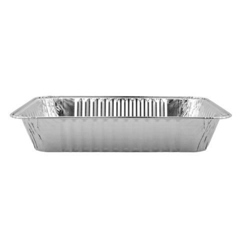 Embalagem retangular de alumínio com borda ondulada 212x157x38 mm - D 980 (vista elevada)