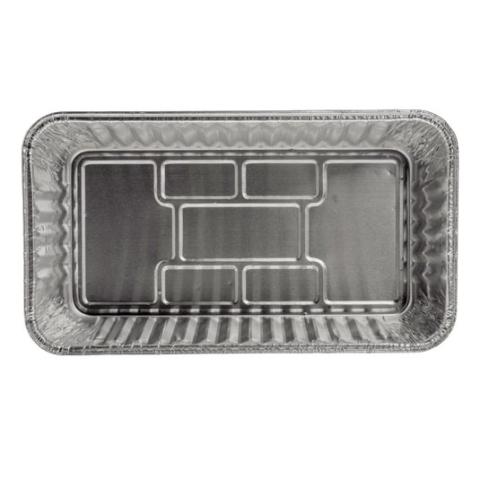Embalagem de alumínio retangular com borda ondulada 207x117x45 mm - D 750 (vista da planta)