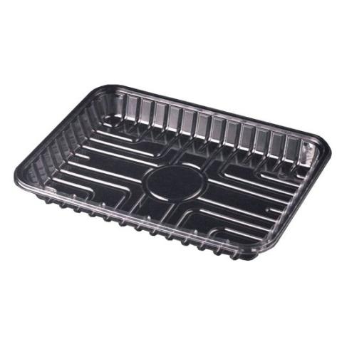 Rectangular transparent OPS plastic container without lid 700 ml. 250x182x27 mm. - GO 700 (oblique view II)